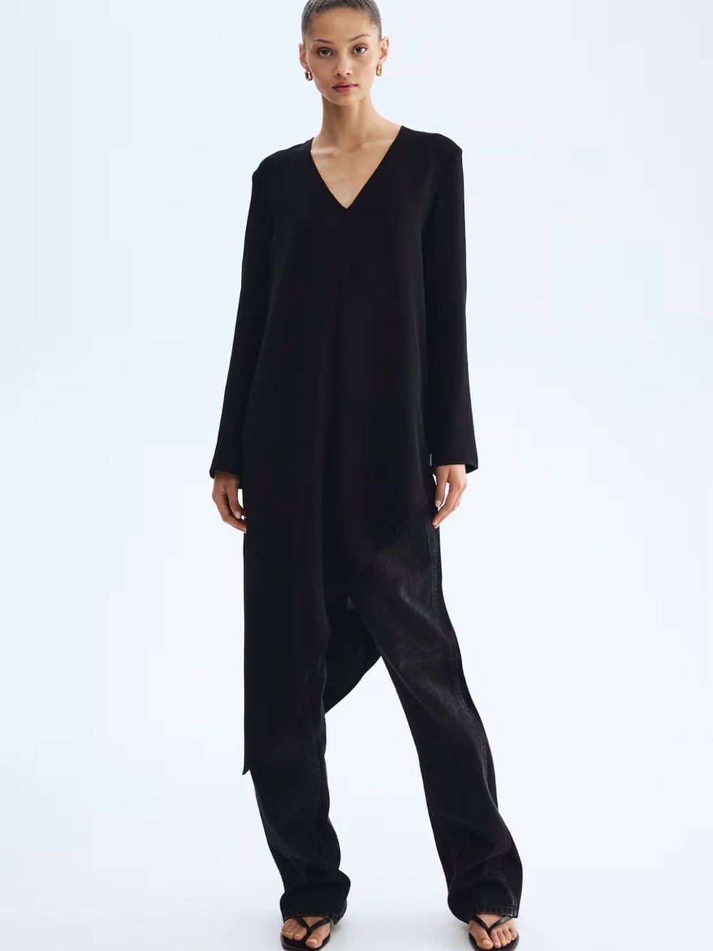H&M Asymmetrical V-neck Long Sleeve Dress NWT - Picture 2 of 7